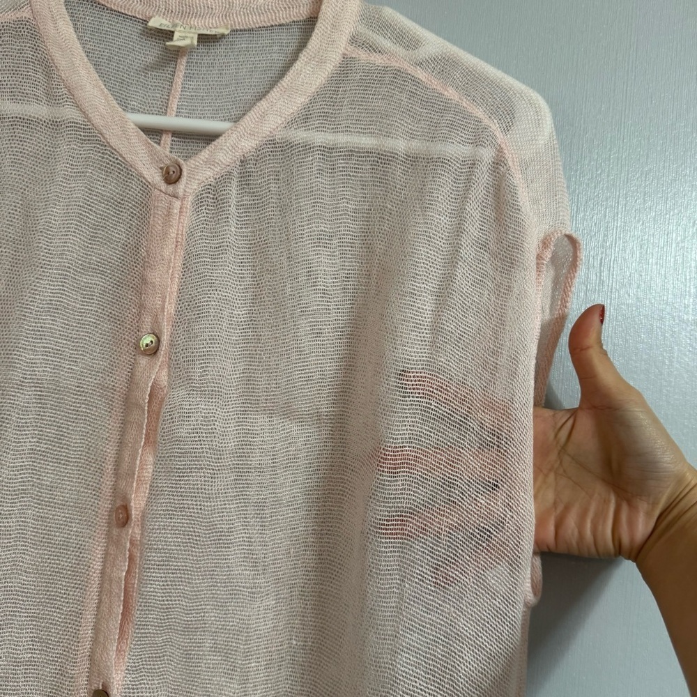 Eileen Fisher Light Pink Linen Blend Sheer Swimsuit Coverup Top Size Medium - Picture 5 of 9